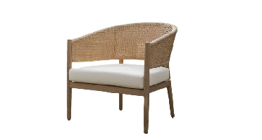 Bari lounge chair light yellow steel/bamboo wicker/acacia teak look Eurofar - Eurofar