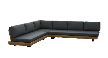 Los Angeles lounge corner set anthracite steel/acacia teak look Eurofar - Eurofar