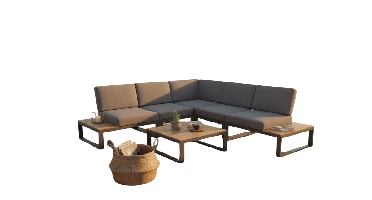 Albufeira modular lounge corner set anthracite alu/teak look Eurofar - Eurofar