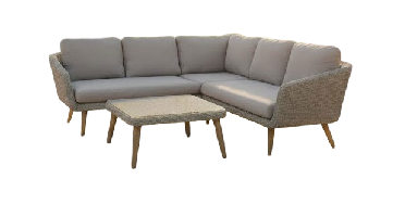 Mira corner set 3pcs light grey alu/wicker natural Eurofar - Eurofar