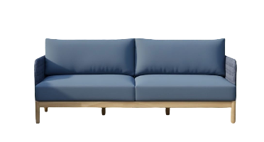 Kolbe sofa 3-seater navy steel/braided navy/acacia teak look Eurofar - Eurofar