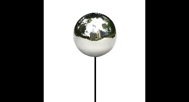 Deco Heksenbol op Stok Zilver Roestvrij Staal dia. 20x120 cm Buitengewoon de Boet - Buitengewoon de boet