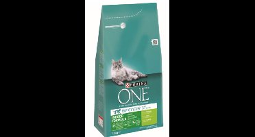 Kattenvoer one indoor rijk aan kalkoen & volkoren granen brokjes 1,5 kg Purina - Purina