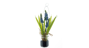 Muscari in glass pot w/hanger blue 18 cm kunstbloem Erutan Avon - Erutan avon