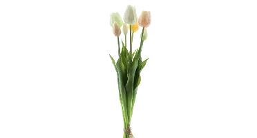 PSO Classic tulip bundle Sally x7 nw yellow/green combo 47 cm kunstbloem Erutan Avon - Erutan avon