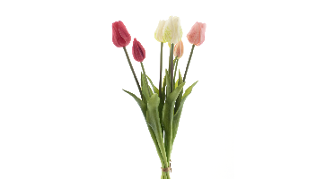 PSO Classic tulip bundle Sallyx7 pink/cream combo 47 cm kunstbloem Erutan Avon - Erutan avon