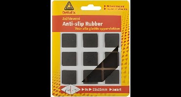 Anti-slip rubber 25x25 zwart 9st Deltafix - Deltafix