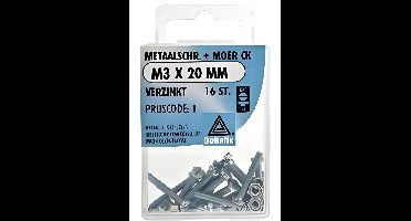 M.schroef moer ck m3x20mm 16st Deltafix - Deltafix