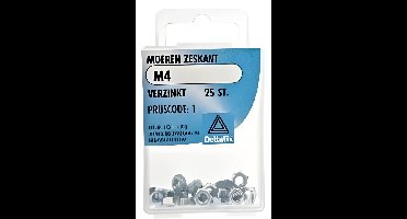 Moer zeskant m4 verz 25st Deltafix - Deltafix