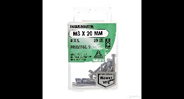 Inbusbout m3x20mm rvs 20st Deltafix - Deltafix