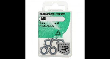 Borgmoeren zeskant m8 rvs 6st Deltafix - Deltafix
