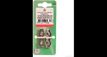 Staaldr.klem 4mm dup rvs 2st Deltafix - Deltafix