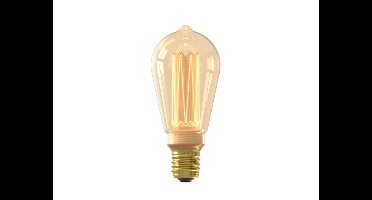 LED Glassfiber Rustiek ST64 Goud SMD 220-240V 3.5W 120lm 1800K E27 Dimbaar met LED dimmer Calex - Calex