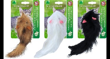 Katten-speelgoed muis langharig staart 16cm Gebr. de Boon - Gebr de boon