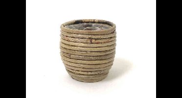 Rotan Ronde Mand Stripe diameter 7 cm bloempot Van der Leeden - Van der leeden