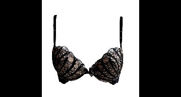 AMBRA lingerie Black Swan Oil push BH zwart met bandjes en kant