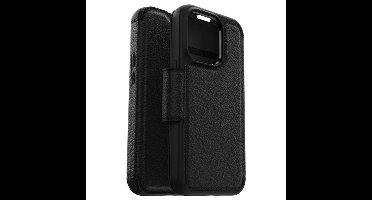 Otterbox Strada Case - iPhone 14 Pro leren bookcase hoesje - Zwart + Lunso Screenprotector