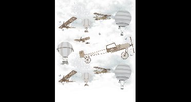 Noordwand Kids Walls Fotobehang met vliegtuigen en luchtballonnen - 45859