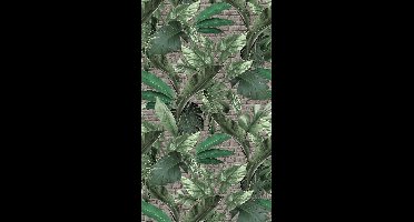 Marburg Loft Fotobehang met grote bladeren op bakstenen achtergrond - 34196