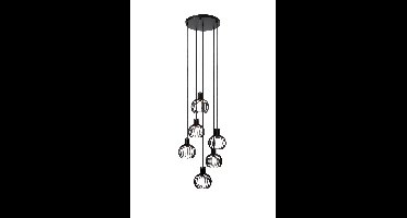 Lucide MIKAELA - Hanglamp - Ø 35 cm - 6xE14 - Zwart