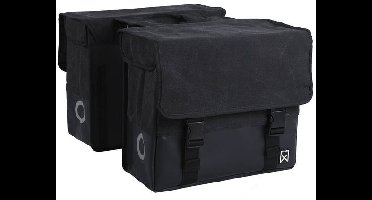 Dubbele fietstas Canvas Tas Plus 40L Zwart/Matzwart