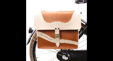 Dubbele fietstas Onda Honingbruin-Wit