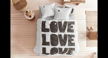 VT wonen VTwonen dekbedovertrek Bold Love Naturel 140x200/220 cm