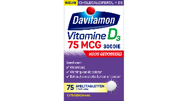 Davitamon Vitamine D volwassenen 75mcg smelttablet 75 Tabletten