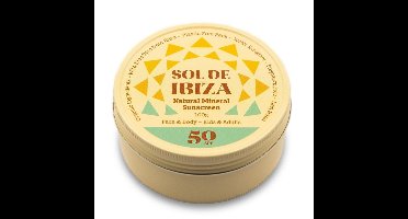 Sol De Ibiza Zonnebrand blikje vegan SPF50 100 Gram