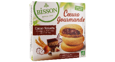 Bisson Gevulde koekjes hazelnoot choco bio 180 Gram