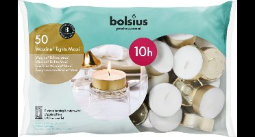 Bolsius Horeca maxi waxine lichten 10uur wit 50 Stuks