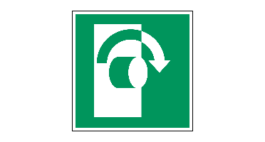 Draai in wijzerzin om te openen - 200 x 200 mm - Sticker