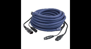 DAP DAP FP12 - IEC stroom XLR male - IEC stroom XLR female - DMX 3 meter blauw