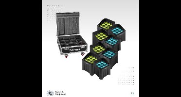 Beamz 8x Beamz BBP48 accu uplight in flightcase