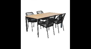 Arezzo/Seville zwart dining tuinset | 4 personen |  | 160cm
