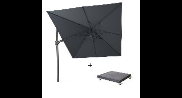 Challenger T² zweefparasol | 350x260cm met Modena parasolvoet 90kg | antraciet