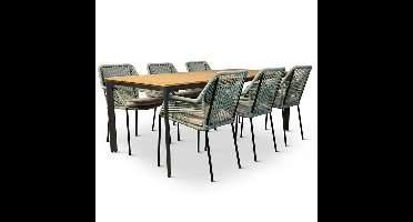 Arezzo/Seville mint dining tuinset | 6 personen | polywood + touw | 200cm