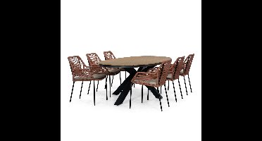Arezzo/Seville terra dining tuinset | 6 personen | polywood + touw | 240cm ovaal