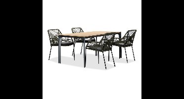 Arezzo/Seville olijfgroen dining tuinset | 4 personen | polywood + touw | 160cm