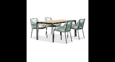 Arezzo/Seville mint dining tuinset | 4 personen | polywood + touw | 160cm