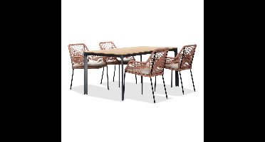 Arezzo/Seville terra dining tuinset | 4 personen | polywood + touw | 160cm