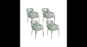 Seville dining tuinstoel stapelbaar set van 4 | touw + staal | mint