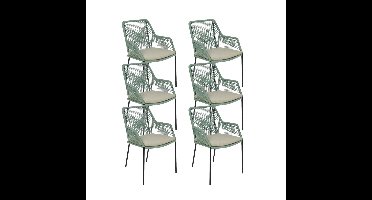 Seville dining tuinstoel stapelbaar set van 6 | touw + staal | mint