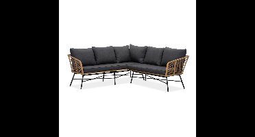 Flow hoek loungeset 5 personen | wicker + aluminium | Bamboo antraciet | 2-delig - 210x210cm
