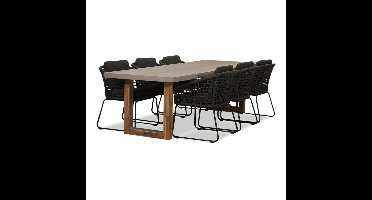 Lausanne/Tulum Lava Grey dining tuinset | 6 personen | betonlook + touw | 250cm