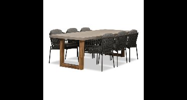 Lausanne/Rico charcoal dining tuinset | 6 personen | betonlook + aluminium | 250cm