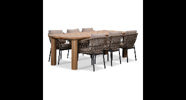 Laredo/Dakota beige/antraciet dining tuinset | 6 personen | hardhout + touw | 255cm