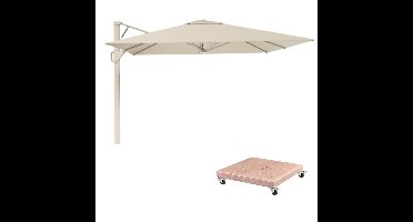 Beaufort zweefparasol - premium doek | 320x320cm met Venezia parasolvoet 120kg | Champagne/Sandstone