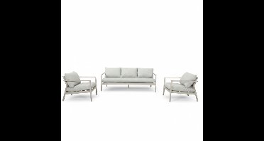 Florence stoel-bank loungeset 5 personen | aluminium + touw | beige | 3-delig