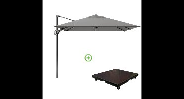 Voyager T² zweefparasol - premium doek | 270x270cm met Monza parasolvoet 90kg | Manhattan